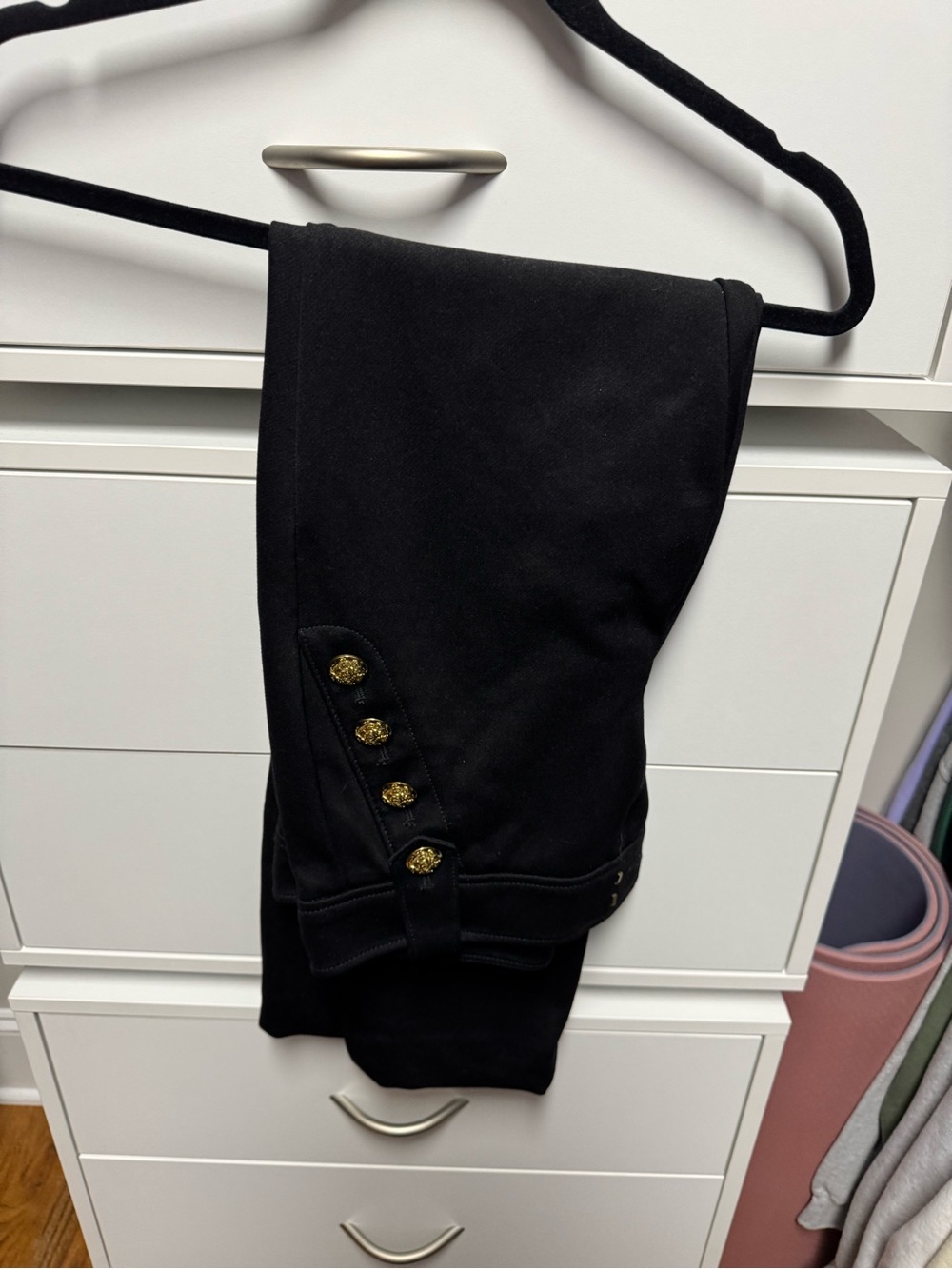 White House Black Market Black Ankle Pants with Gold Buttons